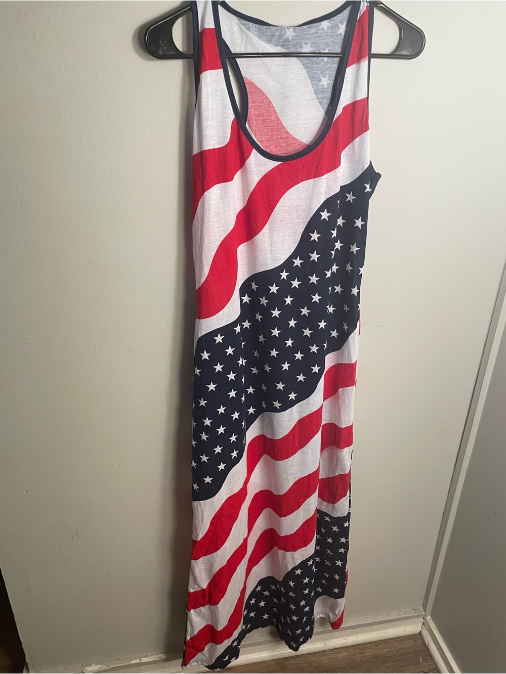 Red white and blue long maxi dress